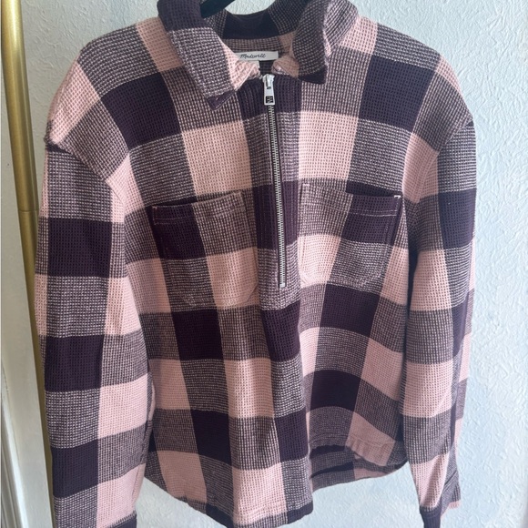 Madewell Plaid Utility Jacket - Pink and Brown - Picture 2 of 6